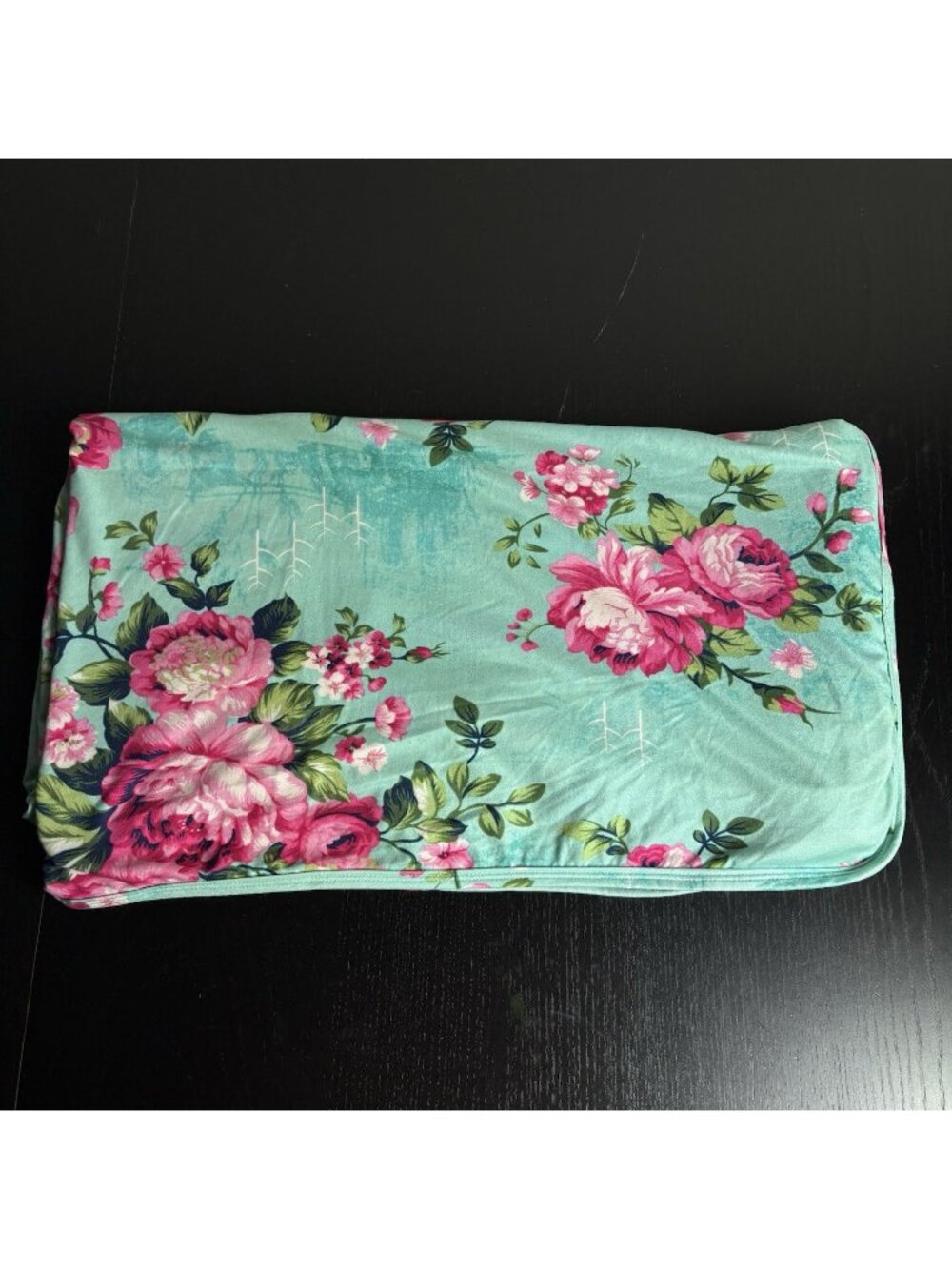 POSH PEANUT Baby Girl Blanket Floral Rose Print Pink/Green Jersey Knit 40" x 40"